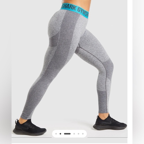Gymshark Mid-rise Flex Leggings Gray and Turquoise Size Large - Picture 3 of 8